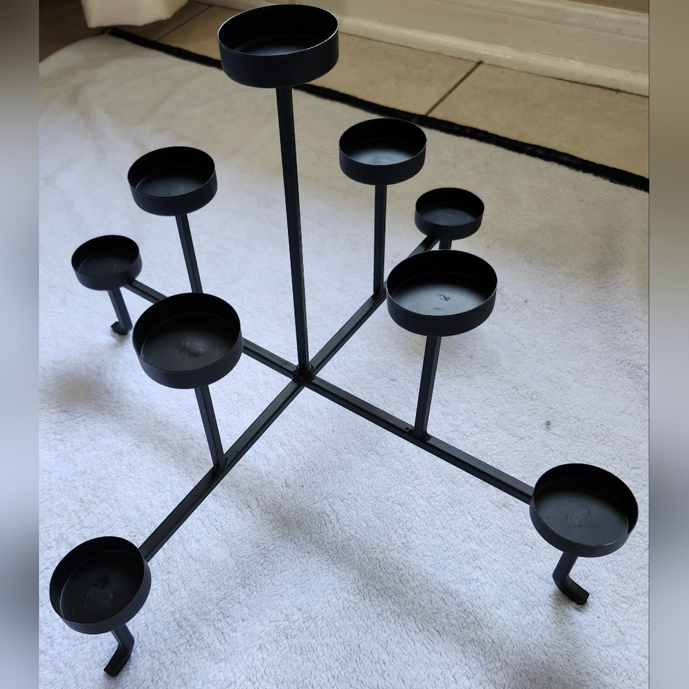 17"x17"x11.5" Tall at Highest Point 9 Candelabra in Black Metal